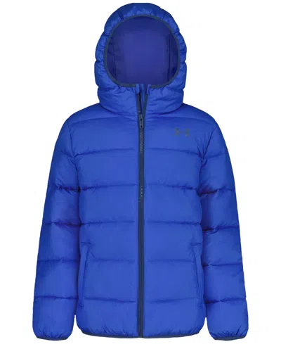 Under Armour Kids' Boys' 8-20 Solid Blue Logo Full-zip Puffer Hooded Jacket