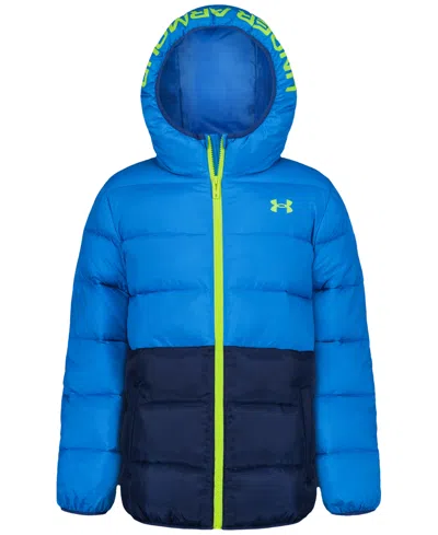 Under Armour Kids' Boys' 8-20 Solid Logo Full-zip Puffer Hooded Jacket In Blue