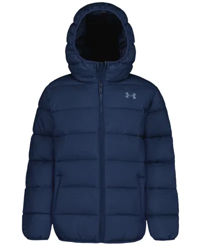Under Armour Kids' Boys' 8-20 Solid Logo Full-zip Puffer Hooded Jacket In Blue