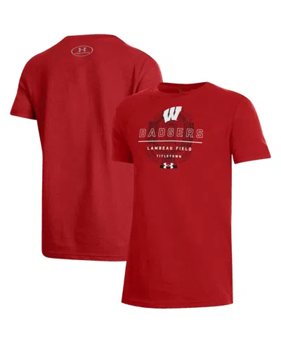 Under Armour Kids' Boys' And Girls' Wisconsin Badgers Tonal Stadium Graphic T-shirt In Red