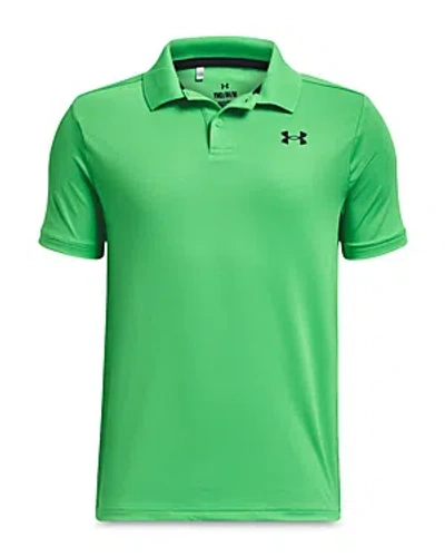 Under Armour Kids' Match Play Stripe Performance Polo In Green Screen