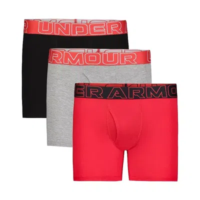 Under Armour Kids' Boys  Boxer Briefs Multicolor Stretch Underwear 3-pack Buu150 In Red