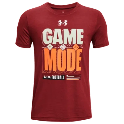 Under Armour Kids' Boys   Game On Football Short Sleeve T-shirt In Stadium Red/white