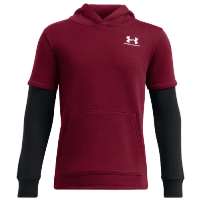 Under Armour Kids' Boys   Icon Fleece Jersey Hoodie In Burgundy