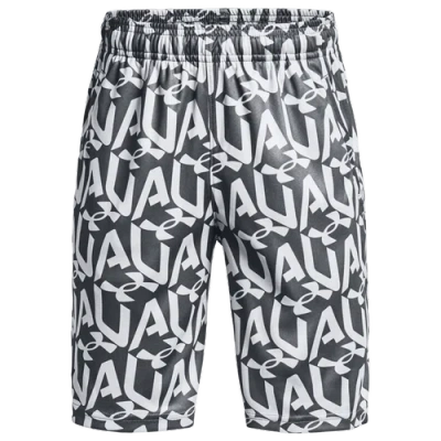 Under Armour Kids' Boys   Prototype Printed Shorts In Pitch Gray/mod Gray/black