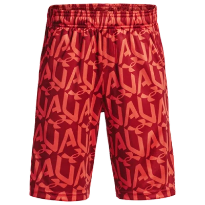 Under Armour Kids' Boys   Prototype Printed Shorts In Radio Red/stadium Red/white