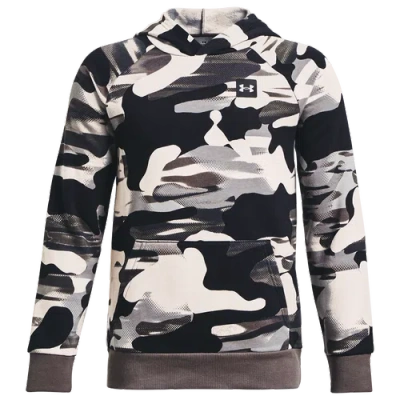 Under Armour Kids' Boys   Rival Camo Print Pullover Hoodie In Black/white