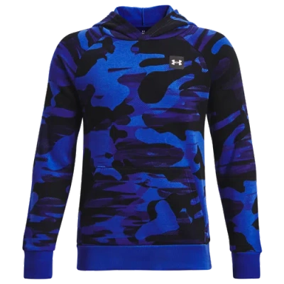 Under Armour Kids' Boys   Rival Camo Print Pullover Hoodie In Versa Blue/onyx White