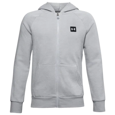Under Armour Kids' Boys   Rival Fleece Full-zip Hoodie In White/grey