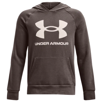 Under Armour Kids' Boys   Rival Fleece Po Hoodie In Fresh Clay/onyx White