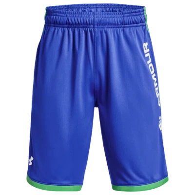 Under Armour Kids' Boys   Stunt 3.0 Printed Shorts In Versa Blue/extreme Green/white