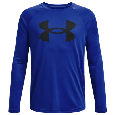 Under Armour Kids' Boys   Tech Big Logo L/s T-shirt In Royal/black