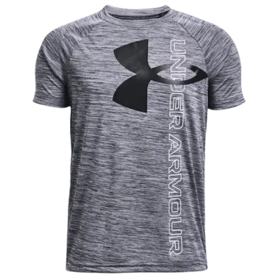 Under Armour Kids' Boys   Tech Split Logo Hybrid T-shirt In Midnight Navy/black