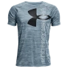 Under Armour Boys   Tech Split Logo Hybrid T-shirt In Petrol Blue/black