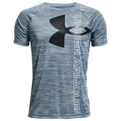 Under Armour Kids' Boys   Tech Split Logo Hybrid T-shirt In Petrol Blue/black