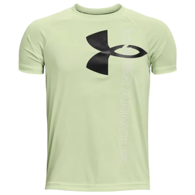 Under Armour Kids' Boys   Tech Split Logo Hybrid T-shirt In Phosphor Green/black