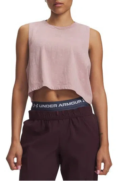 Under Armour Branded Wash Crop Tank In Pink