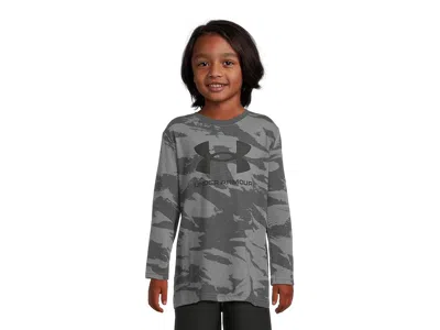 Under Armour Brushed Camo T-shirts (big Kid) Boy's Workout Castlerock : Md (10-12 Big Kid), Cotton/polyester In Gray