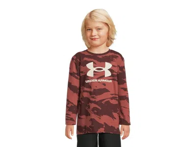 Under Armour Brushed Camo T-shirts (big Kid) Boy's Workout Dark Maroon : Xl (18-20 Big Kid), Cotton/polyester In Burgundy