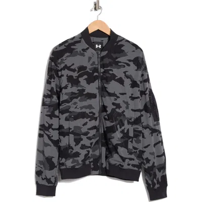 Under Armour Camo Print Mesh Bomber Jacket In 001 Black