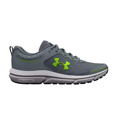 Pre-owned Under Armour Charged Assert 10 4e Wide 'gravel Lime Surge' In Grey