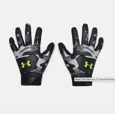 Under Armour Clean Up 21-culture Batting Gloves In Black/black/high Viz Yellow