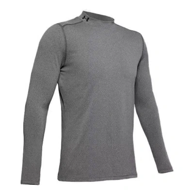 Under Armour Coldgear Armour Fitted Mock Long Sleeve T-shirt 'charcoal Light Heather ' In Gray