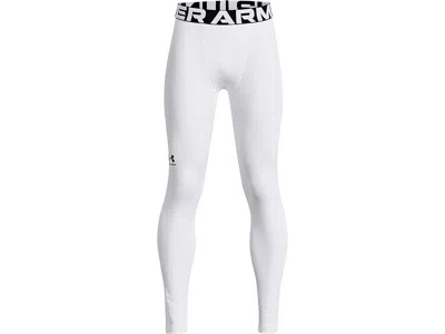 Under Armour Coldgear Armour Leggings (big Kids) Boy's Casual Pants White/black : Xs (7 Big Kid), Polyester