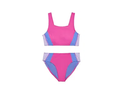 Under Armour Color-block Bikini (big Kid) Girl's Sets Rebel Pink 1: 14 Big Kids In Multi