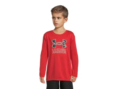Under Armour Core Logo Twist Tech Long Sleeve (little Kid) Boy's Workout Red : 6 Little Kid, Polyester