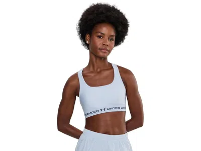 Under Armour Crossback Mid Impact Bra Women's Lingerie Blue Fog/downpour Gray: Md (us 8-10), Polyester