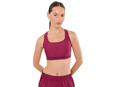 Under Armour Crossback Mid Impact Bra Women's Lingerie Claret/ox Blood: Lg (us 12-14), Polyester In Pink