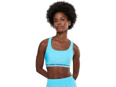 Under Armour Crossback Mid Impact Bra Women's Lingerie Fresco Blue/blackout Navy: Md (us 8-10), Polyester