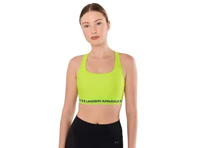 Under Armour Crossback Mid Impact Bra Women's Lingerie Green Citrine/arden Green: Lg (us 12-14), Polyester