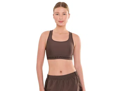 Under Armour Crossback Mid Impact Bra Women's Lingerie Peppercorn/kona Brown: Lg (us 12-14), Polyester