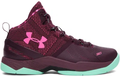 Pre-owned Under Armour Curry 2 Black History Month Sneakers In Dark Maroon/antifreeze/mojo Pink