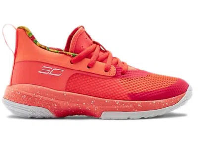 Pre-owned Under Armour Curry 7 Sour Patch Kids Peach Sneakers In Peach Plasma/white