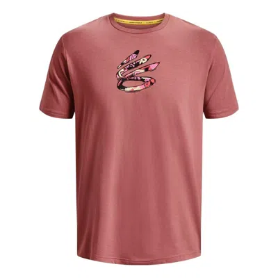 Under Armour Curry Comic Fill Short Sleeve T-shirt 'red Fusion' In Pink