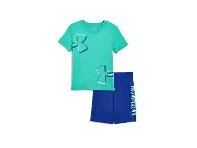 Under Armour Dimension Core Short Sleeve Set (little Kid) Boy's Shorts Green Mode: 6 Little Kid One Size