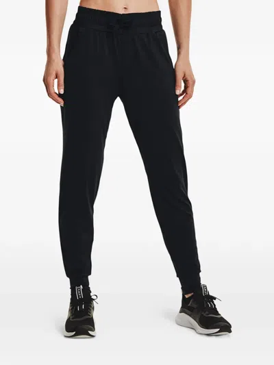 Under Armour Drawstring-waistband Tapered Trousers In Black