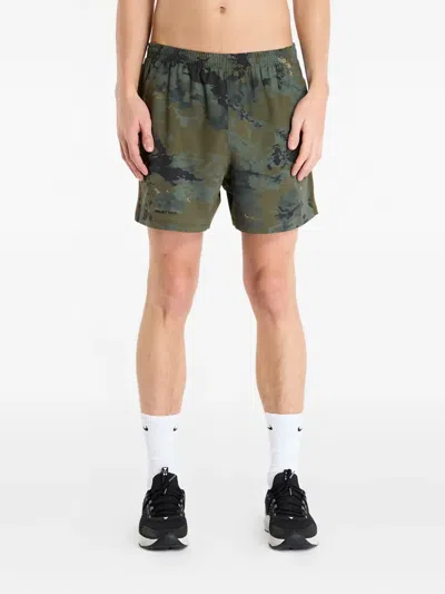 Under Armour Elastic-waistband Camouflage Shorts In Green