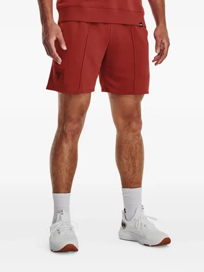 Under Armour Embroidered-logo Shorts In Brown