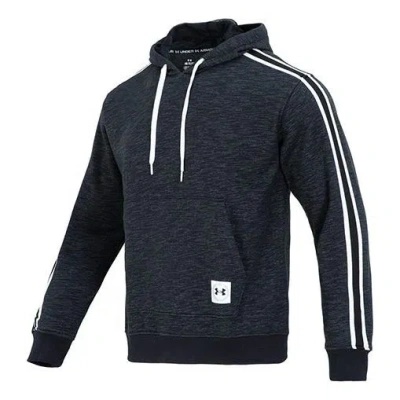 Under Armour Essential Heritage Fleece Hoodie 'black White' In Blue