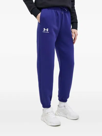 Under Armour Essential Logo-detail Cotton Fleece Track Pants In Blue