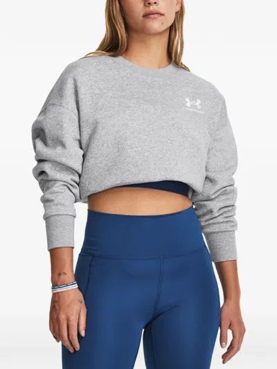 Under Armour Essential Logo-print Cotton Sweatshirt In Gray
