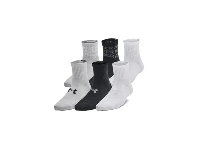 Under Armour Essential Quarter Socks 6-pack (little Kid/big Kid) Kids Shoes Black/black/mod Gray: Xs (us 10.5-13  In Multi