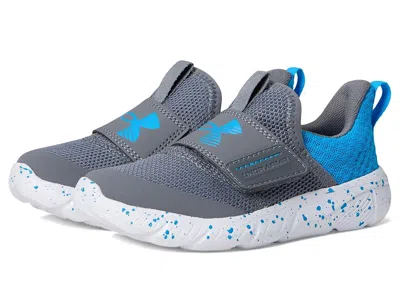 Under Armour Flash Speckle Running Shoe (little Kid) Boy's Shoes Titan Gray/electric Blue/electric Blue: 11 Littl