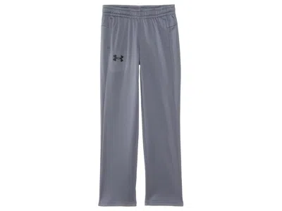 Under Armour Fleece Pants (big Kids) Boy's Casual Pants Castlerock/black : Sm (8 Big Kid), Polyester/fleece/cotto In Gray
