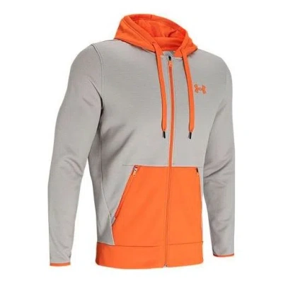 Under Armour Fleece Textured Full Zip Hoodie 'orange Light Brown' In Gray