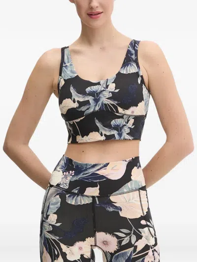 Under Armour Floral-pattern Sports Bra In Blue